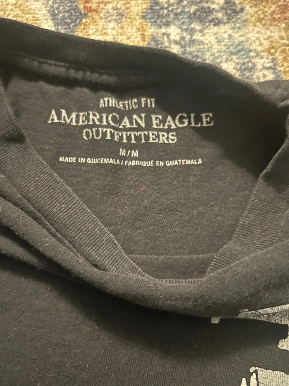 American Eagle Outfitters Black Crew Neck Tee with White Logo